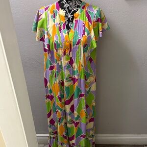 Easel Los Angeles Floral Maxi Dress in Green, Purple, Yellow, Cream, Pink